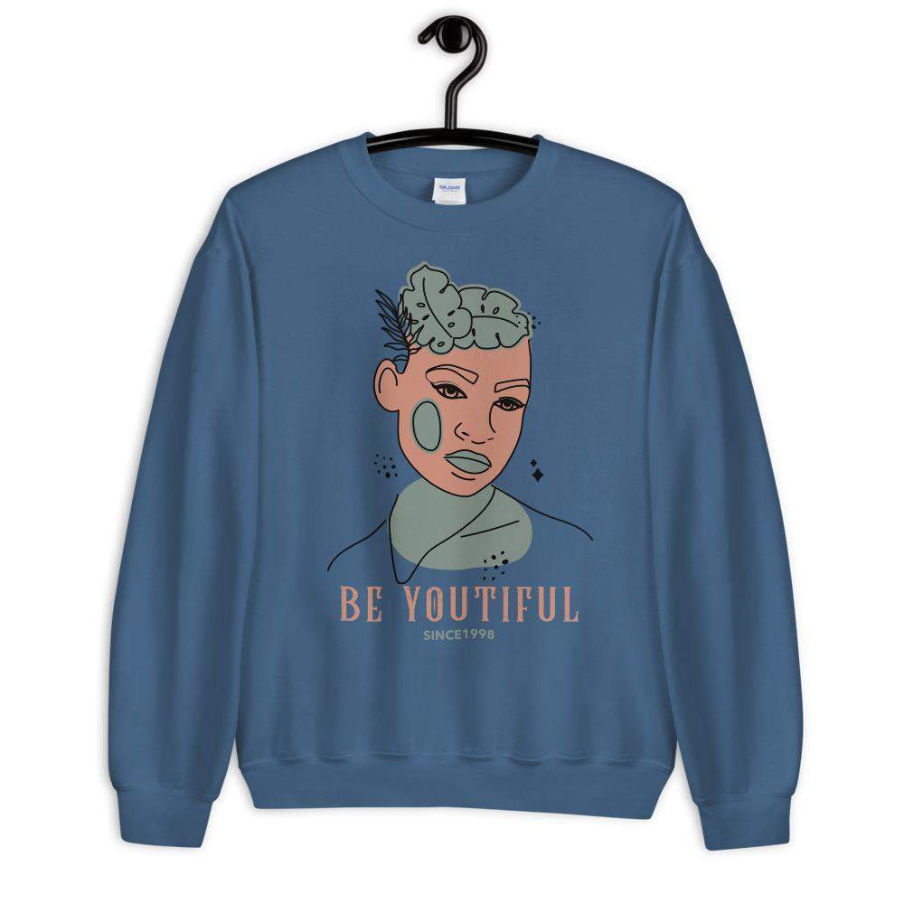 indigo-blue-crew-neck-woman-face-graphic--sweatshirt-be-youtiful-woman-fashion-apparel-my-beyoutiful-boutique