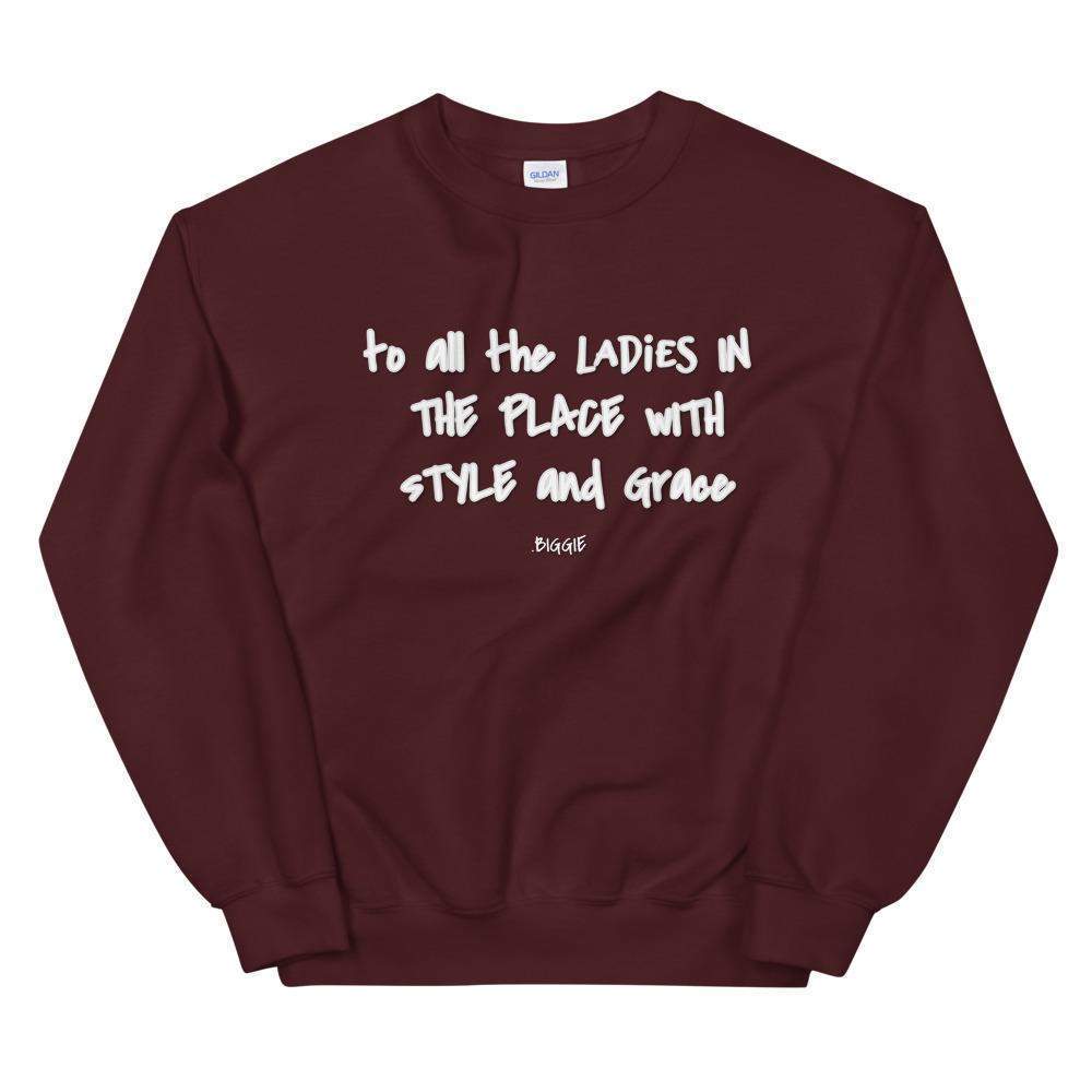 maroon-ladies-in-the place-with-style-and-grace-crew-neck-sweatshirt-woman-fashion-apparel-my-beyoutiful-boutique