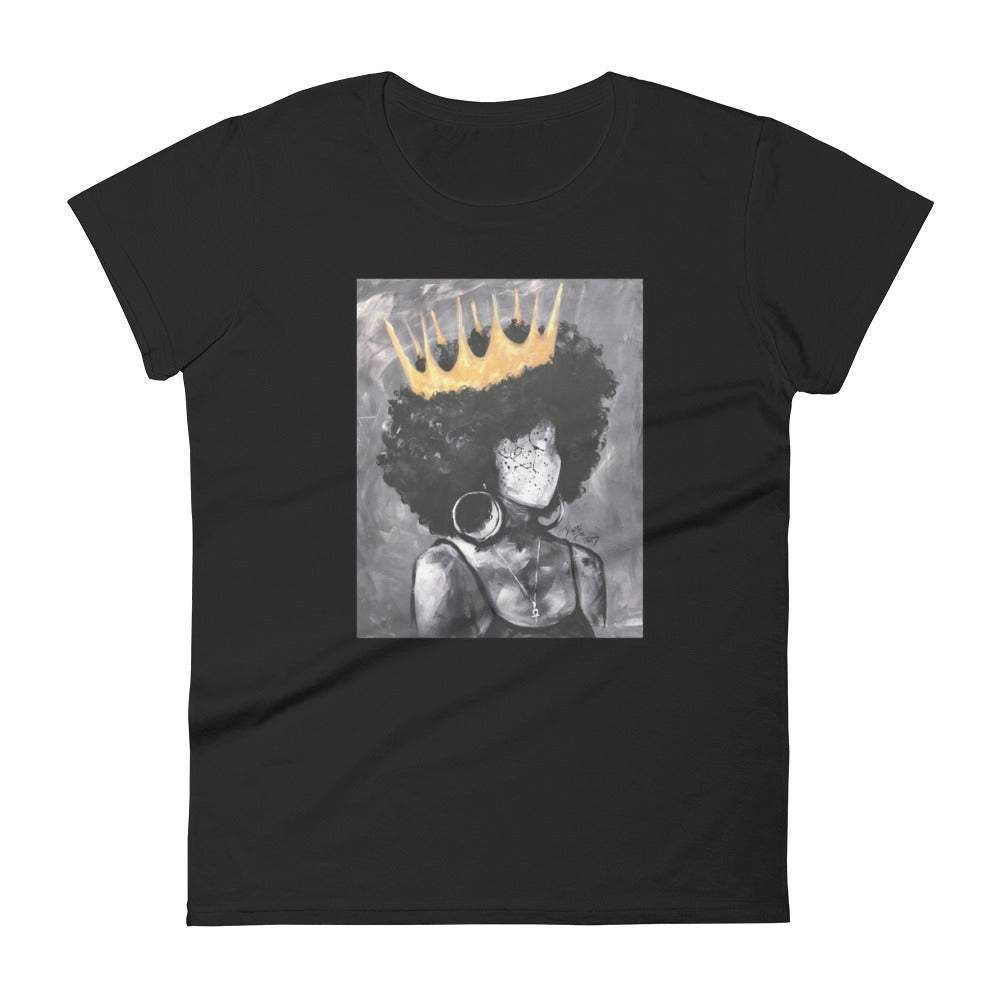 black-hip-hop-queen-graphic-tshirt-a-painting-of-a-black-women-with-a-gold-crown-and-afro-black-and-white-design-my-beyoutiful-boutique