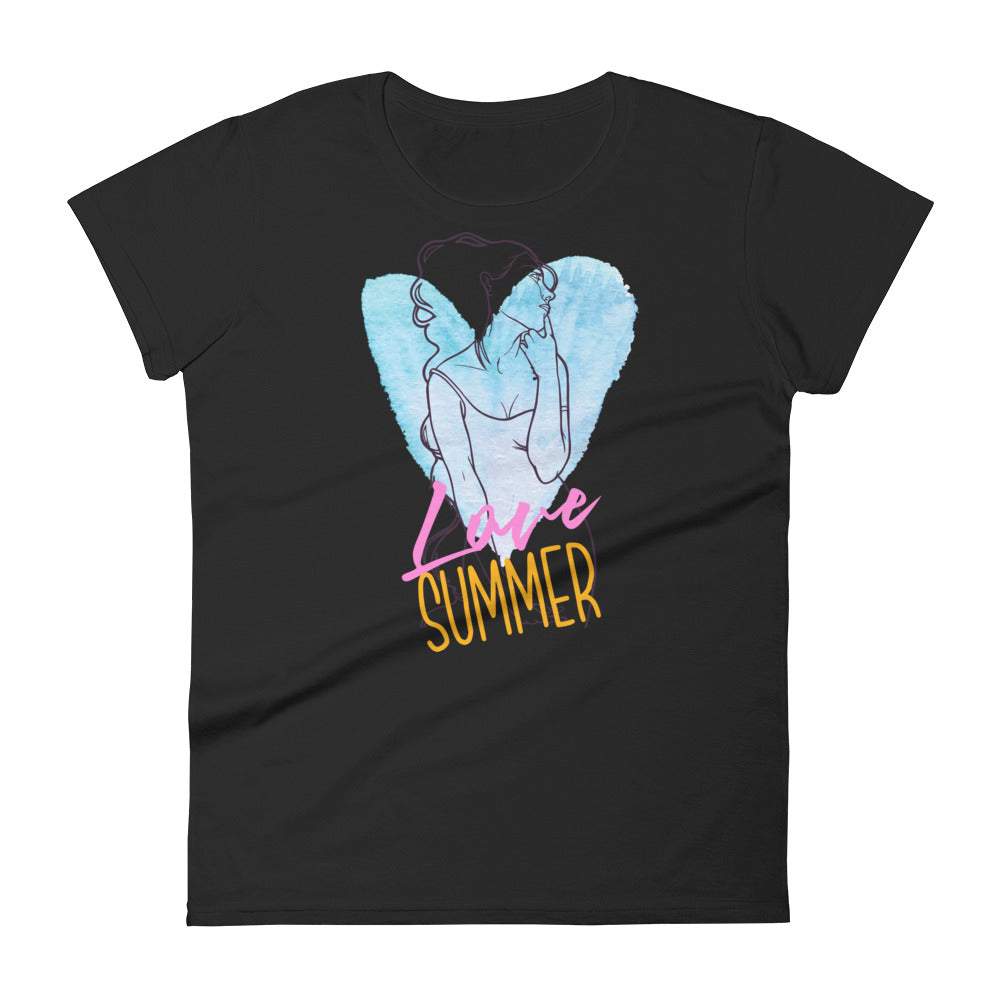 black-womens-graphic-love-summer-tshirt-with-a-line-art-women-behind-a-light-blue-heart-and-love-summer-pink-yellow-text-plus-size-women-fashion-clothing-my-beyoutiful-boutique