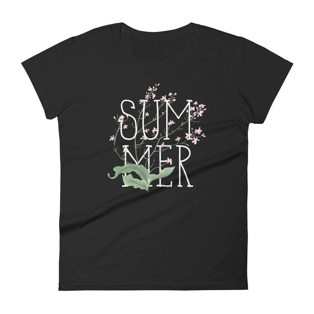 black-women's-tshirt-with-summer-wrap-with-a-flower-vine-beach-tee-women-clothing-my-beyoutiful-boutique