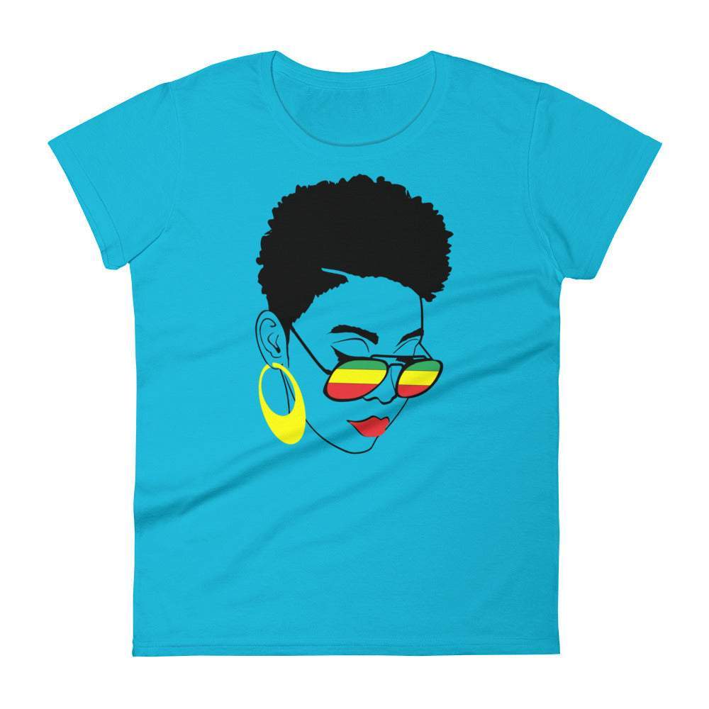 ocean-blue-african-american-woman-with-hoops- and-shades-short-sleeve-graphic-tee-woman-fashion-apparel-my-beyoutiful-boutique