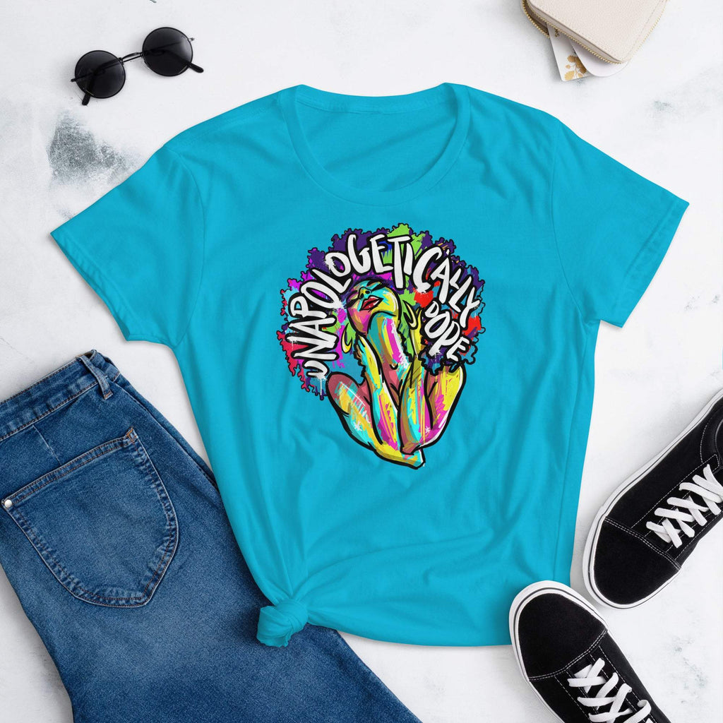 caribbean-blue-unapologetically-dope-black woman-graphic-t-shirt-woman-fashion-apparel-my-beyoutiful-boutique