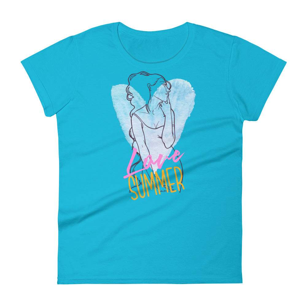 blue-womens-graphic-love-summer-tshirt-with-a-line-art-women-behind-a-light-blue-heart-and-love-summer-pink-yellow-text-plus-size-women-fashion-clothing-my-beyoutiful-boutique