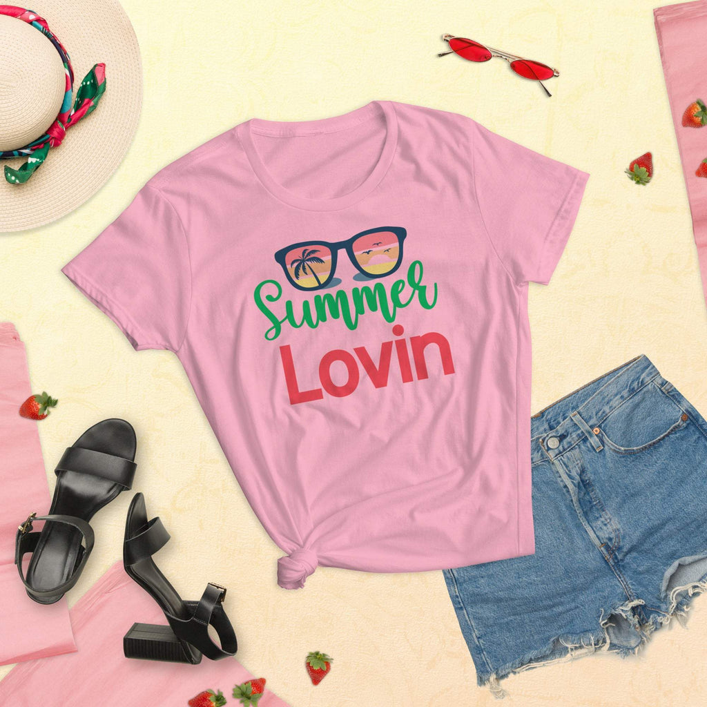 charity-pink-summer-lovin-graphic-t-shirt-green-and-red-lettering-with-picture-of-sunglasses-great-for-the-summer-and-beach-woman-fashion-apparel-my-beyoutiful-boutique