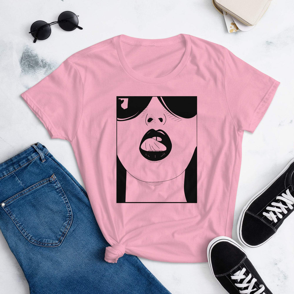 pink-womens-graphic-tshirt-with-a-animated-women-with-sunglasses-rolling-her-tongue-around-her-lips-within-a-square-design-women-fashion-clothing-tops-my-beyoutiful-boutique