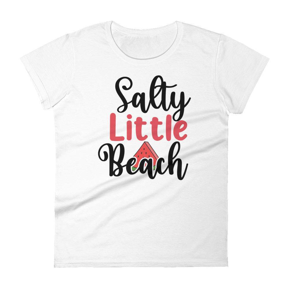 white-salty-little-beach-graphic-t-shirt-black-and-red-lettering-slice-of-watermelon-graphic-great-for-beach-and-summer-wear-woman-fashion-apparel-my-beyoutiful-boutique