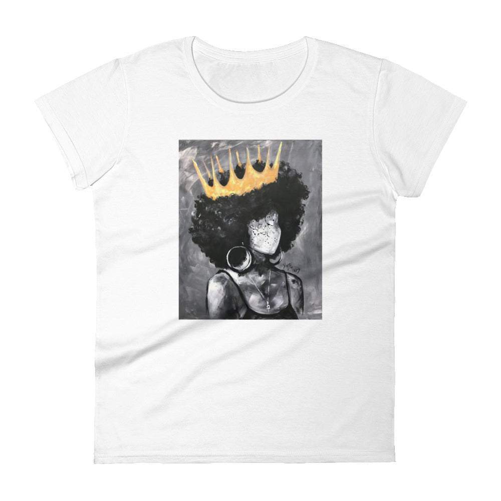 white-hip-hop-queen-graphic-tshirt-a-painting-of-a-black-women-with-a-gold-crown-and-afro-black-and-white-design-my-beyoutiful-boutique