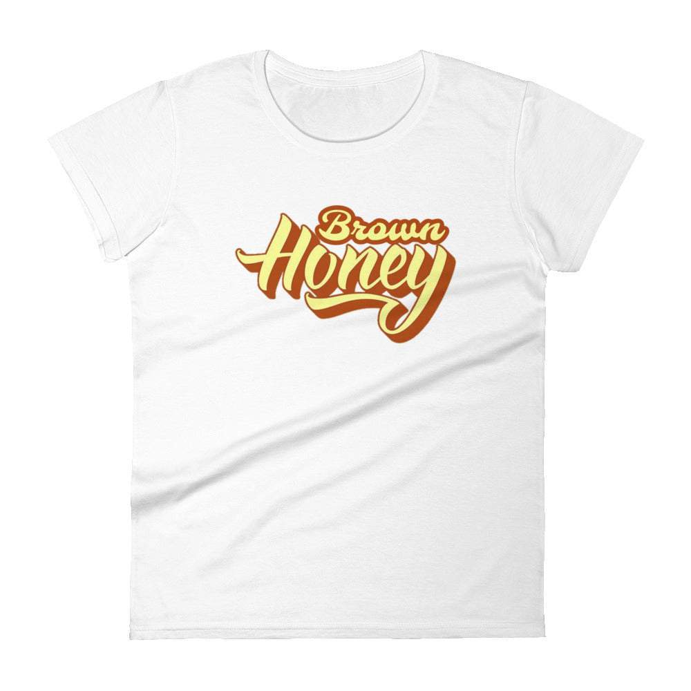 white-brown-honey-womens-graphic-t-shirt-with-yellow-letter-with-a-brown-outline-great-for-the-urban-black-women