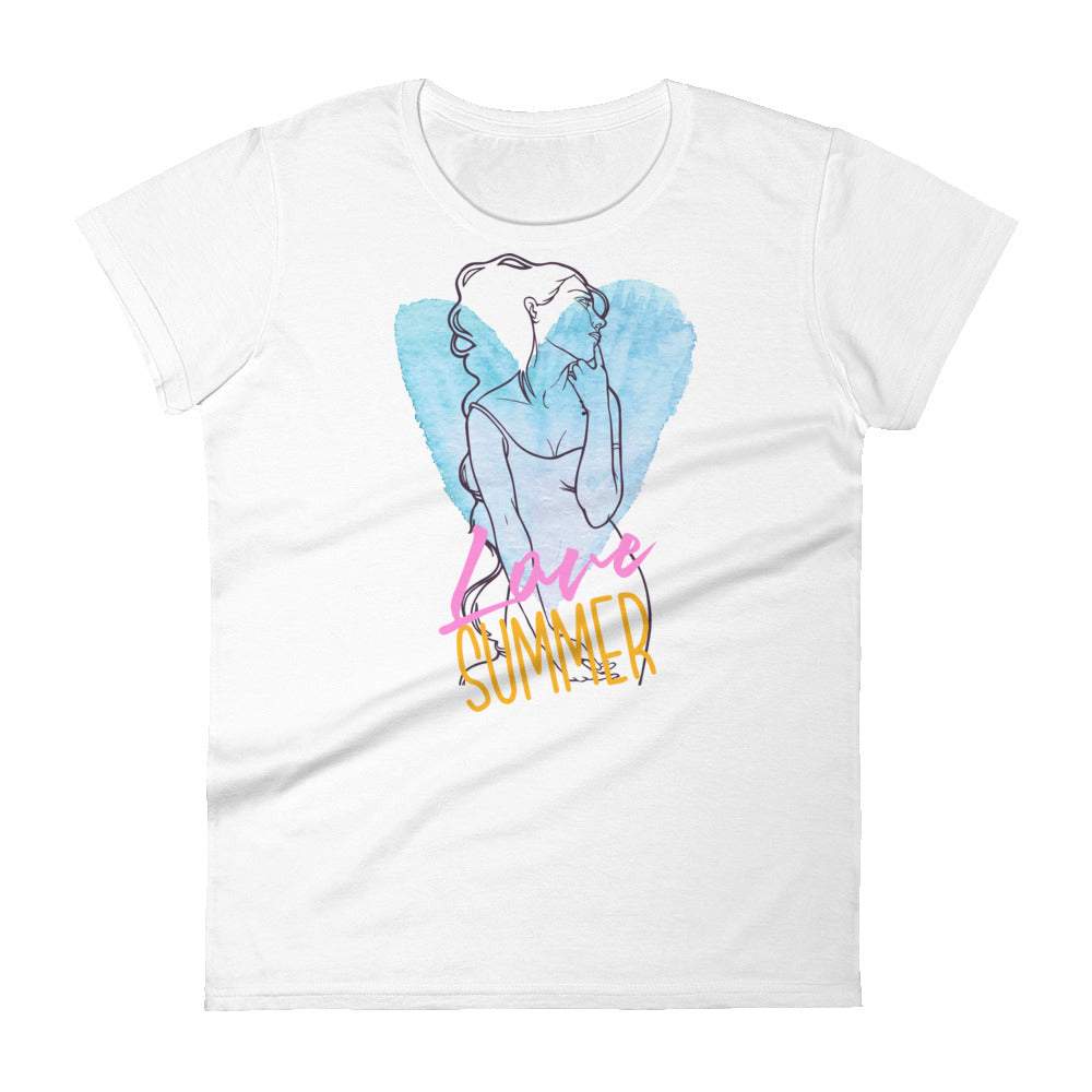 white-womens-graphic-love-summer-tshirt-with-a-line-art-women-behind-a-light-blue-heart-and-love-summer-pink-yellow-text-plus-size-women-fashion-clothing-my-beyoutiful-boutique