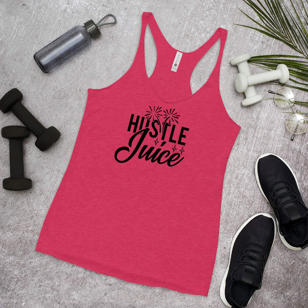 shocking-pink-hustle-juice-racer-back-graphic-tank-top-black-lettering-great-for-summer-working-out-and-beach-wear-woman-fashion-apparel-my-beyoutiful-boutique